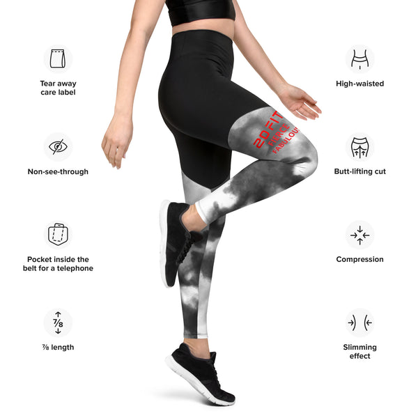 BLACK TYE DYE Sports Leggings